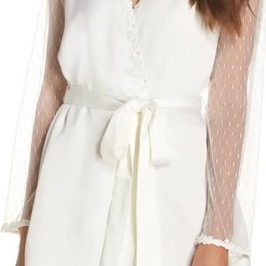 Flora Nikrooz White Lace Trim Robe